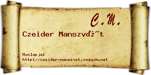 Czeider Manszvét névjegykártya